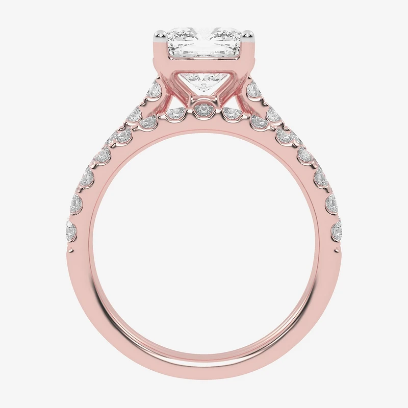 Signature By Modern Bride (G-H / Vs2-Si1) Womens 3 CT. T.W. Lab Grown White Diamond 14K Gold Cushion Side Stone Bridal Set