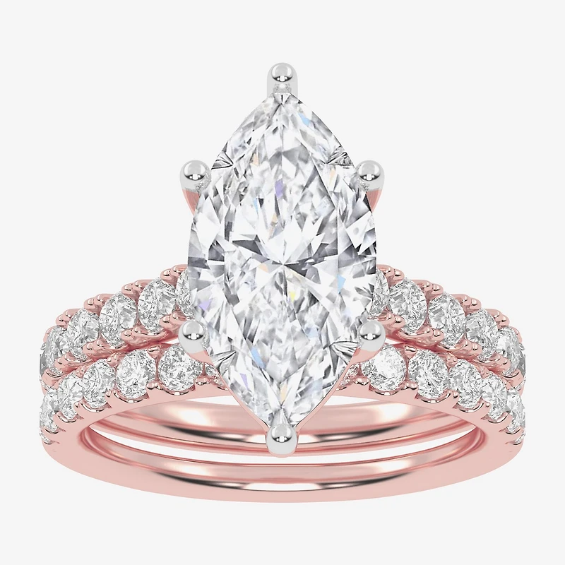 Signature By Modern Bride (G-H / Vs2-Si1) Womens 4 CT. T.W. Lab Grown White Diamond 14K Gold Marquise Side Stone Bridal Set