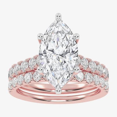 Signature By Modern Bride (G-H / Vs2-Si1) Womens 4 CT. T.W. Lab Grown White Diamond 14K Gold Marquise Side Stone Bridal Set
