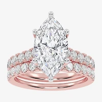 Signature By Modern Bride (G-H / Vs2-Si1) Womens 4 CT. T.W. Lab Grown White Diamond 14K Gold Marquise Side Stone Bridal Set