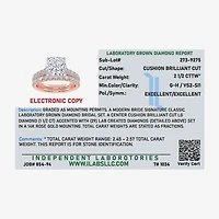 Signature By Modern Bride (G-H / Vs2-Si1) Womens 2 1/2 CT. T.W. Lab Grown White Diamond 14K Gold Cushion Side Stone Bridal Set