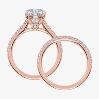 Signature By Modern Bride (G-H / Vs2-Si1) Womens 2 1/2 CT. T.W. Lab Grown White Diamond 14K Gold Cushion Side Stone Bridal Set