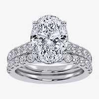 Signature By Modern Bride (G-H / Si1-Si2) Womens 4 CT. T.W. Lab Grown White Diamond 14K Gold Oval Side Stone Bridal Set