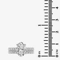 Signature By Modern Bride (G-H / Si1-Si2) Womens 4 CT. T.W. Lab Grown White Diamond 14K Gold Oval Side Stone Bridal Set