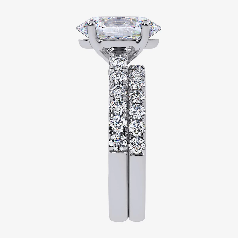 Signature By Modern Bride (G-H / Si1-Si2) Womens 4 CT. T.W. Lab Grown White Diamond 14K Gold Oval Side Stone Bridal Set