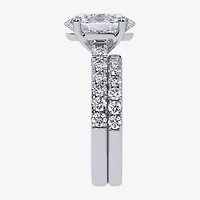 Signature By Modern Bride (G-H / Si1-Si2) Womens 4 CT. T.W. Lab Grown White Diamond 14K Gold Oval Side Stone Bridal Set