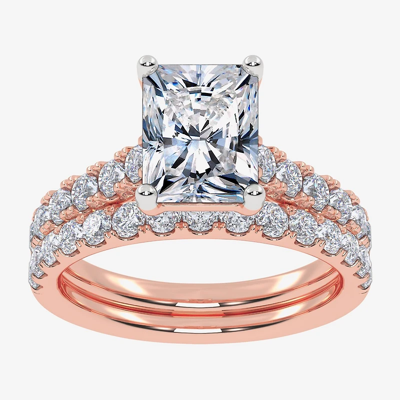 (G-H / Vs2-Si1) Womens 2 1/2 CT. T.W. Lab Grown White Diamond 14K Gold Side Stone Bridal Set