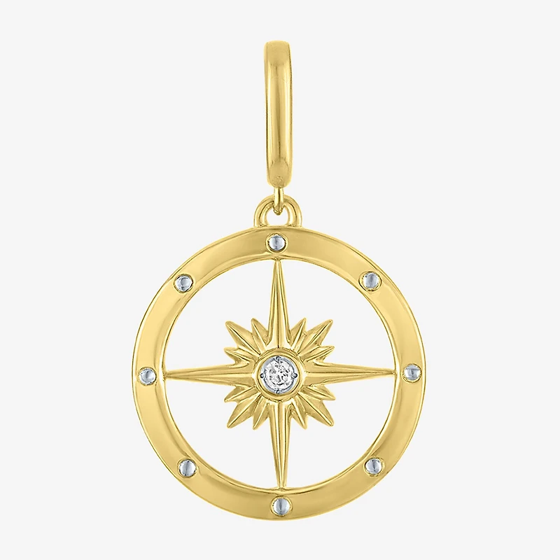 Charmed by Diamond Addiction Accent Compass (G-H / Si2- I1) White 14K Gold Over Silver Charm