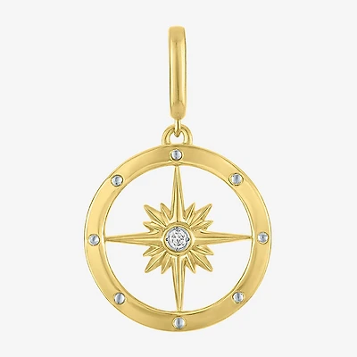 Charmed by Diamond Addiction Compass (G-H / Si2- I1) Womens Accent Lab Grown White 14K Gold Over Silver Pendant