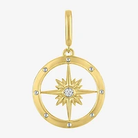 Charmed by Diamond Addiction Accent Compass (G-H / Si2- I1) White 14K Gold Over Silver Charm