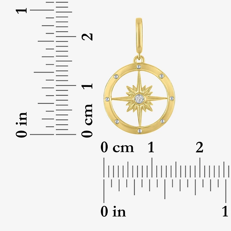 Charmed by Diamond Addiction Accent Compass (G-H / Si2- I1) White 14K Gold Over Silver Charm