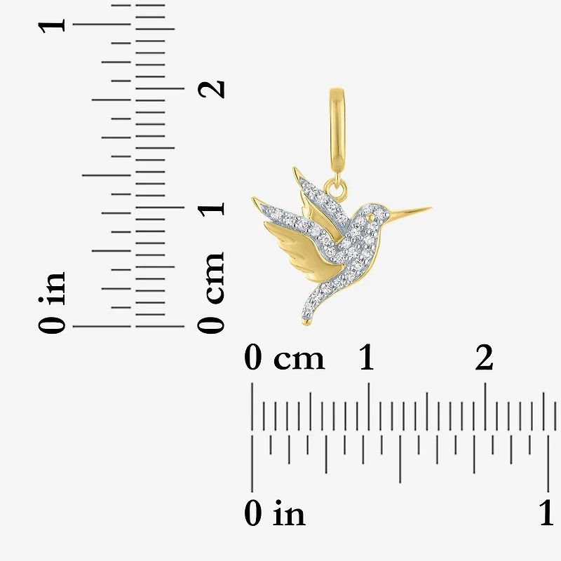 Charmed by Diamond Addiction 1/10 CT. T.W. Humming Bird (G-H / Si2- I1) White 14K Gold Over Silver Charm
