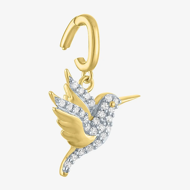 Charmed by Diamond Addiction 1/10 CT. T.W. Humming Bird (G-H / Si2- I1) White 14K Gold Over Silver Charm