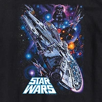 Millennium Falcon Space Mens Crew Neck Short Sleeve Regular Fit Star Wars Graphic T-Shirt