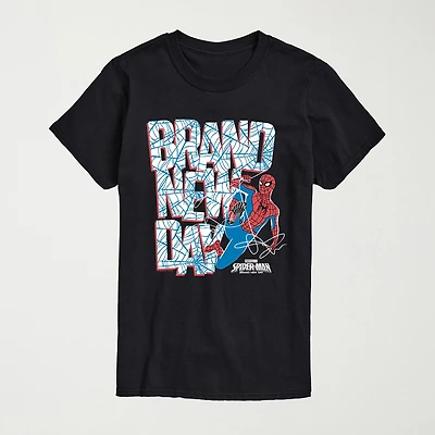 Brand New Day Web Mens Crew Neck Short Sleeve Regular Fit Spiderman Graphic T-Shirt
