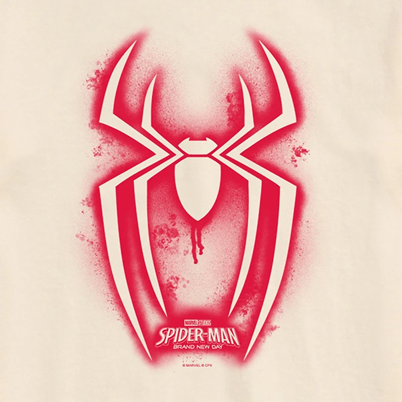 Brand New Day Spraypaint Spider Mens Crew Neck Short Sleeve Regular Fit Spiderman Graphic T-Shirt