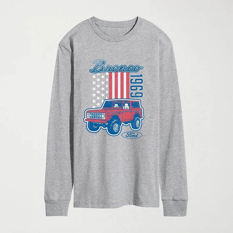 Ford American Bronco 69 Mens Crew Neck Long Sleeve Regular Fit Graphic T-Shirt