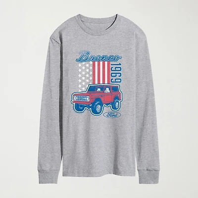 Ford American Bronco 69 Mens Crew Neck Long Sleeve Regular Fit Graphic T-Shirt