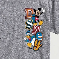 Faux Patch Mens Crew Neck Short Sleeve Regular Fit Mickey and Friends Graphic T-Shirt