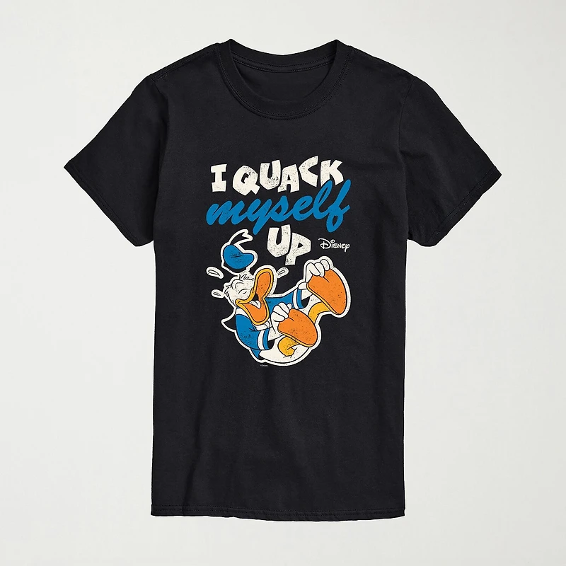 I Quack Myself Up Mens Crew Neck Short Sleeve Regular Fit Donald Duck Graphic T-Shirt