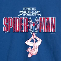 Brand New Day Hanging From Logo Mens Crew Neck Long Sleeve Regular Fit Spiderman Graphic T-Shirt