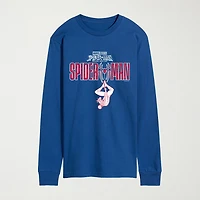 Brand New Day Hanging From Logo Mens Crew Neck Long Sleeve Regular Fit Spiderman Graphic T-Shirt