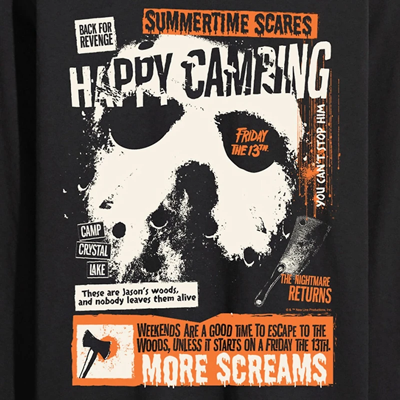 Friday The 13th Films Summertime Scares Jason Mens Crew Neck Short Sleeve Regular Fit Michael Myers Graphic T-Shirt