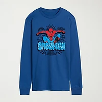 Brand New Day Peter Parker Mens Crew Neck Long Sleeve Regular Fit Spiderman Graphic T-Shirt