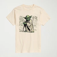 Yoda Sketch Mens Crew Neck Short Sleeve Regular Fit Star Wars Graphic T-Shirt