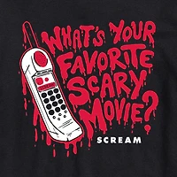 Scream Favorite Scary Movie Mens Crew Neck Short Sleeve Regular Fit Graphic T-Shirt