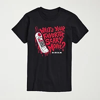 Scream Favorite Scary Movie Mens Crew Neck Short Sleeve Regular Fit Graphic T-Shirt