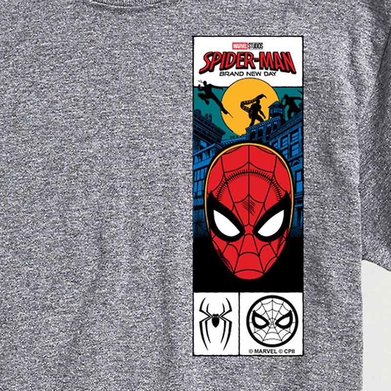 Brand New Day Mask Mens Crew Neck Short Sleeve Regular Fit Spiderman Graphic T-Shirt