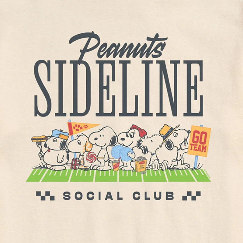Sideline Social Club Sports Mens Crew Neck Short Sleeve Regular Fit Peanuts Snoopy Graphic T-Shirt