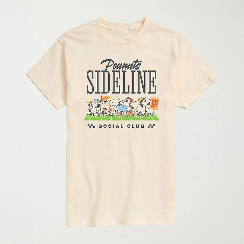 Sideline Social Club Sports Mens Crew Neck Short Sleeve Regular Fit Peanuts Snoopy Graphic T-Shirt