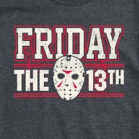 Friday The 13th Collegiate Mens Crew Neck Short Sleeve Regular Fit Graphic T-Shirt