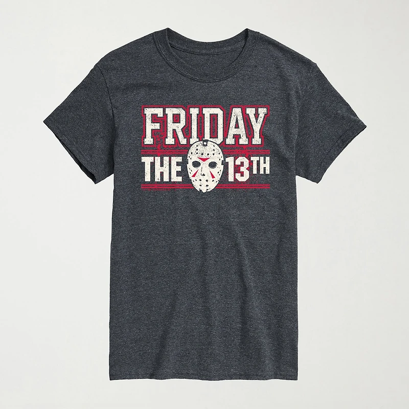 Friday The 13th Collegiate Mens Crew Neck Short Sleeve Regular Fit Graphic T-Shirt