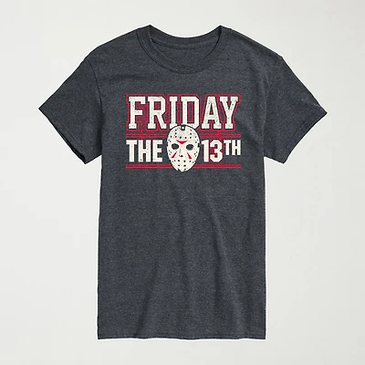 Friday The 13th Collegiate Mens Crew Neck Short Sleeve Regular Fit Graphic T-Shirt