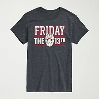 Friday The 13th Collegiate Mens Crew Neck Short Sleeve Regular Fit Graphic T-Shirt