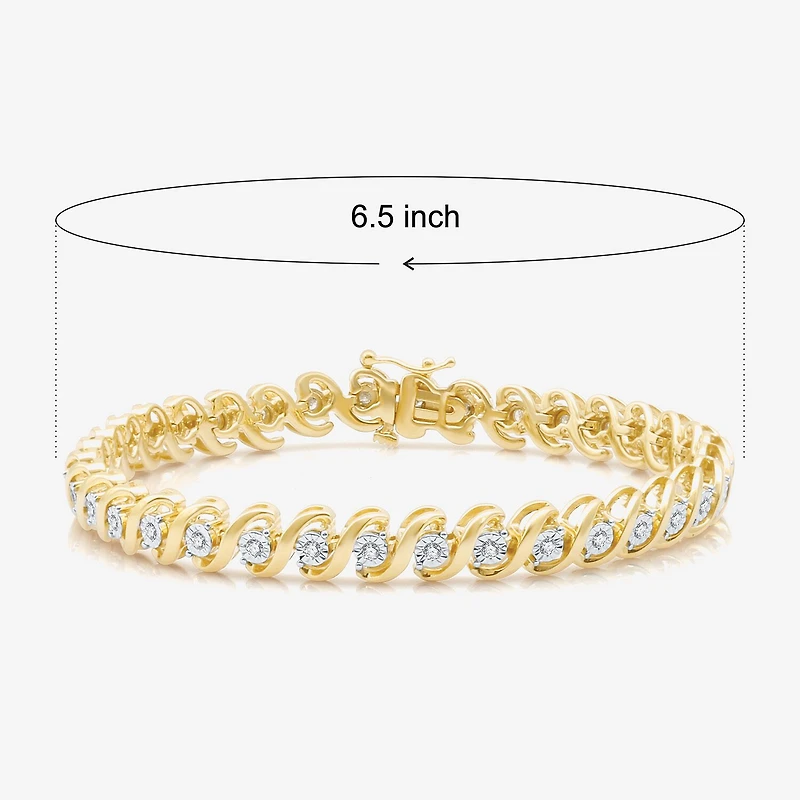 (F / Si1-Si2) Womens 1/2 CT. T.W. Lab Grown White Diamond 14K Gold Over Brass 7.5 Inch Tennis Bracelet