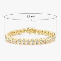 (F / Si1-Si2) Womens 1/2 CT. T.W. Lab Grown White Diamond 14K Gold Over Brass 7.5 Inch Tennis Bracelet