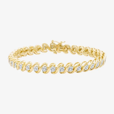 (F / Si1-Si2) Womens 1/2 CT. T.W. Lab Grown White Diamond 14K Gold Over Brass 7.5 Inch Tennis Bracelet