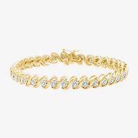 (F / Si1-Si2) Womens 1/2 CT. T.W. Lab Grown White Diamond 14K Gold Over Brass 7.5 Inch Tennis Bracelet