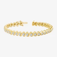 (F / Si1-Si2) Womens 1/2 CT. T.W. Lab Grown White Diamond 14K Gold Over Brass 7.5 Inch Tennis Bracelet