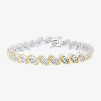 F / Si1-Si2) Womens 1/10 CT. T.W. Lab Grown White Diamond Pure Silver Over Brass 7.5 Inch Tennis Bracelet