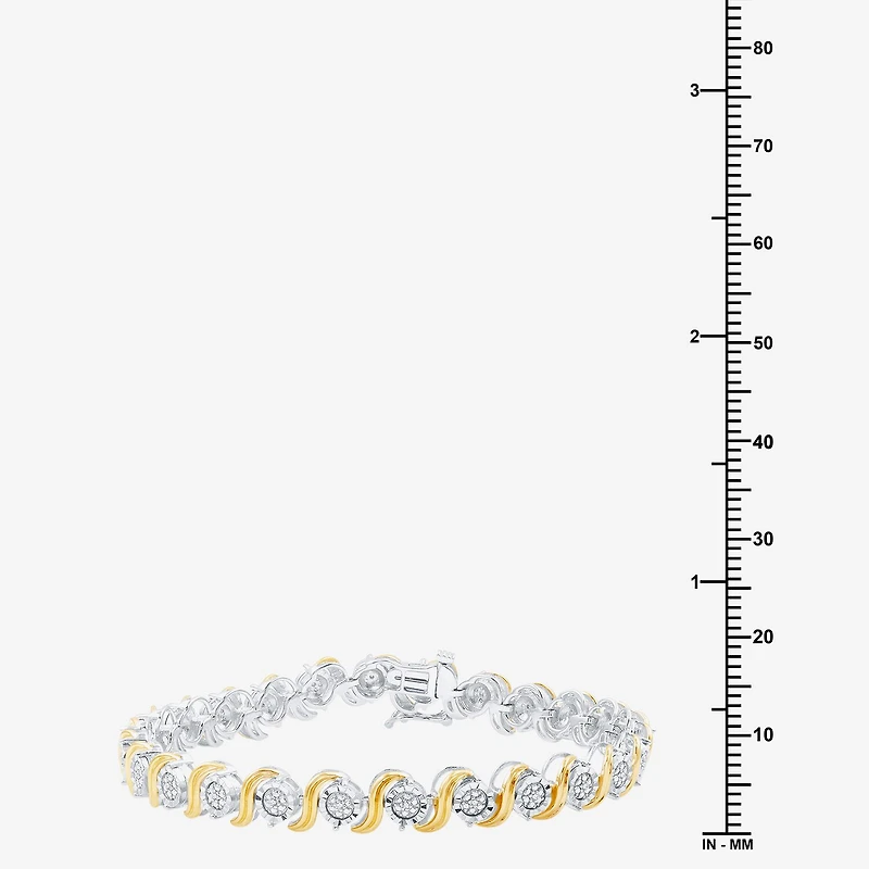 F / Si1-Si2) Womens 1/10 CT. T.W. Lab Grown White Diamond Pure Silver Over Brass 7.5 Inch Tennis Bracelet