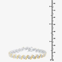F / Si1-Si2) Womens 1/10 CT. T.W. Lab Grown White Diamond Pure Silver Over Brass 7.5 Inch Tennis Bracelet