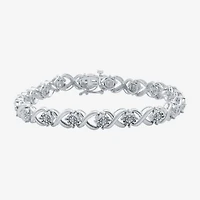 F / Si1-Si2) Womens 1/10 CT. T.W. Lab Grown White Diamond Pure Silver Over Brass 7.5 Inch Tennis Bracelet