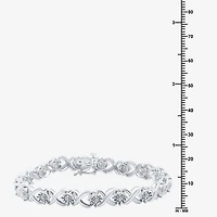 F / Si1-Si2) Womens 1/10 CT. T.W. Lab Grown White Diamond Pure Silver Over Brass 7.5 Inch Tennis Bracelet