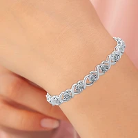 F / Si1-Si2) Womens 1/10 CT. T.W. Lab Grown White Diamond Pure Silver Over Brass 7.5 Inch Tennis Bracelet