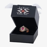 Le Vian Grand Sample Sale Le Vian Grand Sample Sale (I1 / Champagne) Womens 1/2 CT. Genuine Red Rhodolite 14K Gold Pear Halo Side Stone Cocktail Ring